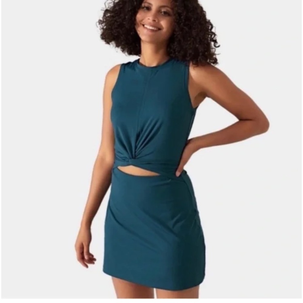 Halara Tie-Front Two Piece Athletic Dress in Blue Bayou - Oxford Blue, Size S